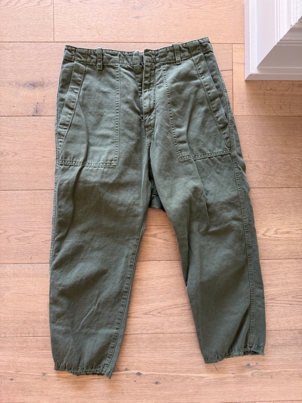 Nili Lotan Olive Green Cropped Utility Pants